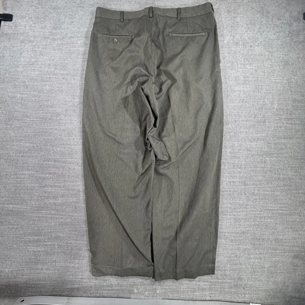 Unbranded Pleated Dress Pants Mens 37x27 Olive Green Gray Excellent Relaxed Fit